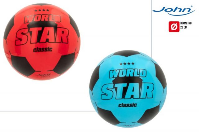 BALON FUTBOL PVC D22 CM - WORLD STAR 3/S (HINCHADO