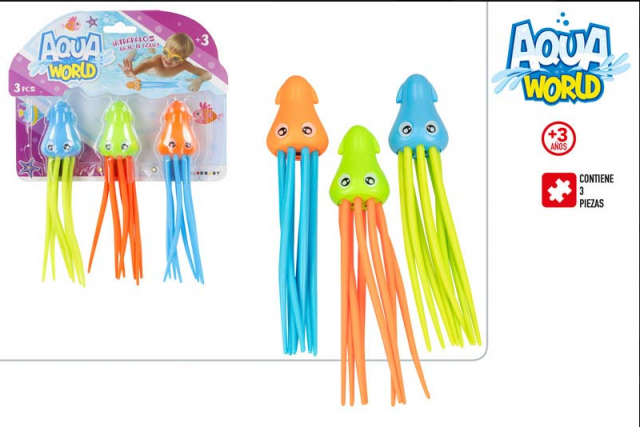 AQUA WORLD - BL JUEGO ACUATICO PULPOS 3 UDS